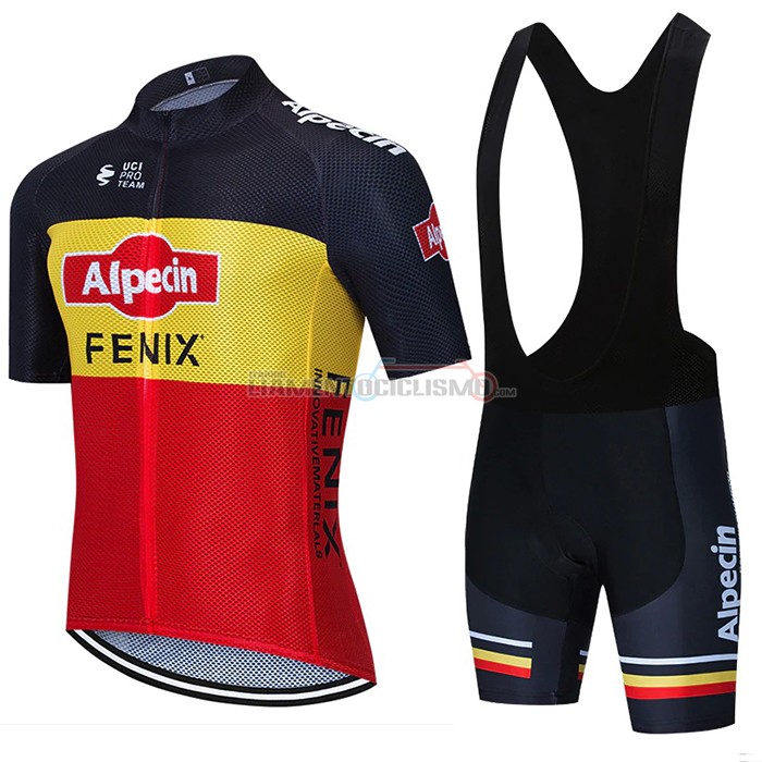 Abbigliamento Ciclismo Alpecin Fenix Manica Corta 2021 Nero Giallo Rosso